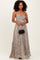 Beige Floral Cutout Tie Back Maxi Dress