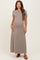 Brown Striped Short Sleeve Maternity Midi Dress