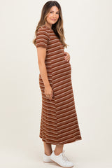 Rust Striped Maternity T-Shirt Dress