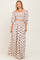 Brown Printed Smocked Crop Top Maxi Skirt Set