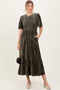 Olive Smocked Velvet MIdi Dress