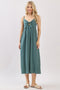 Teal Front Tie Sleeveless Midi Dress