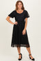 Black Lace Sweetheart Neck Short Sleeve Midi Dress