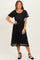 Black Lace Sweetheart Neck Short Sleeve Midi Dress