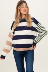 Navy Colorblock Stripe Maternity Oversized Sweater