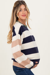 Navy Colorblock Stripe Maternity Oversized Sweater