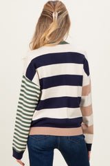 Navy Colorblock Stripe Maternity Oversized Sweater