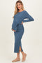 Navy Side Tie Long Sleeve Maternity Midi Dress