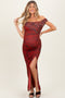 Burgundy Floral One Shoulder Maternity Maxi Dress