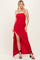 Red Strapless Front Slit Maxi Dress