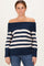 Navy Striped Off Shoulder Sweater