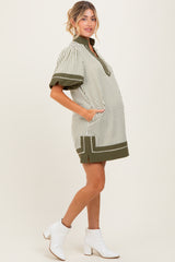 Olive Striped Contrast Border Maternity Mini Dress
