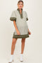 Olive Striped Contrast Border Maternity Mini Dress