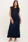 Navy Sleeveless Side Slit Midi Dress