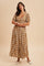Camel Plaid Button Down Maxi Dress