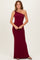 Burgundy Double Strap One Shoulder Maxi Dress