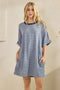Blue Stripe Knit Short Sleeve T-Shirt Dress
