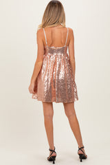 Pink Bow Front Sleeveless Sequin Maternity Mini Dress