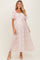 Ivory Floral Embroidered Puffed Sleeve Maternity Midi Dress