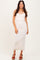 Cream Mesh Ruched Sleeveless Midi Dress
