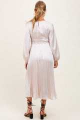 Cream Pleated Empire Waist Maternity Midi Dress