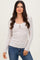 Beige Brushed Rib Lace Trimmed Henley Top
