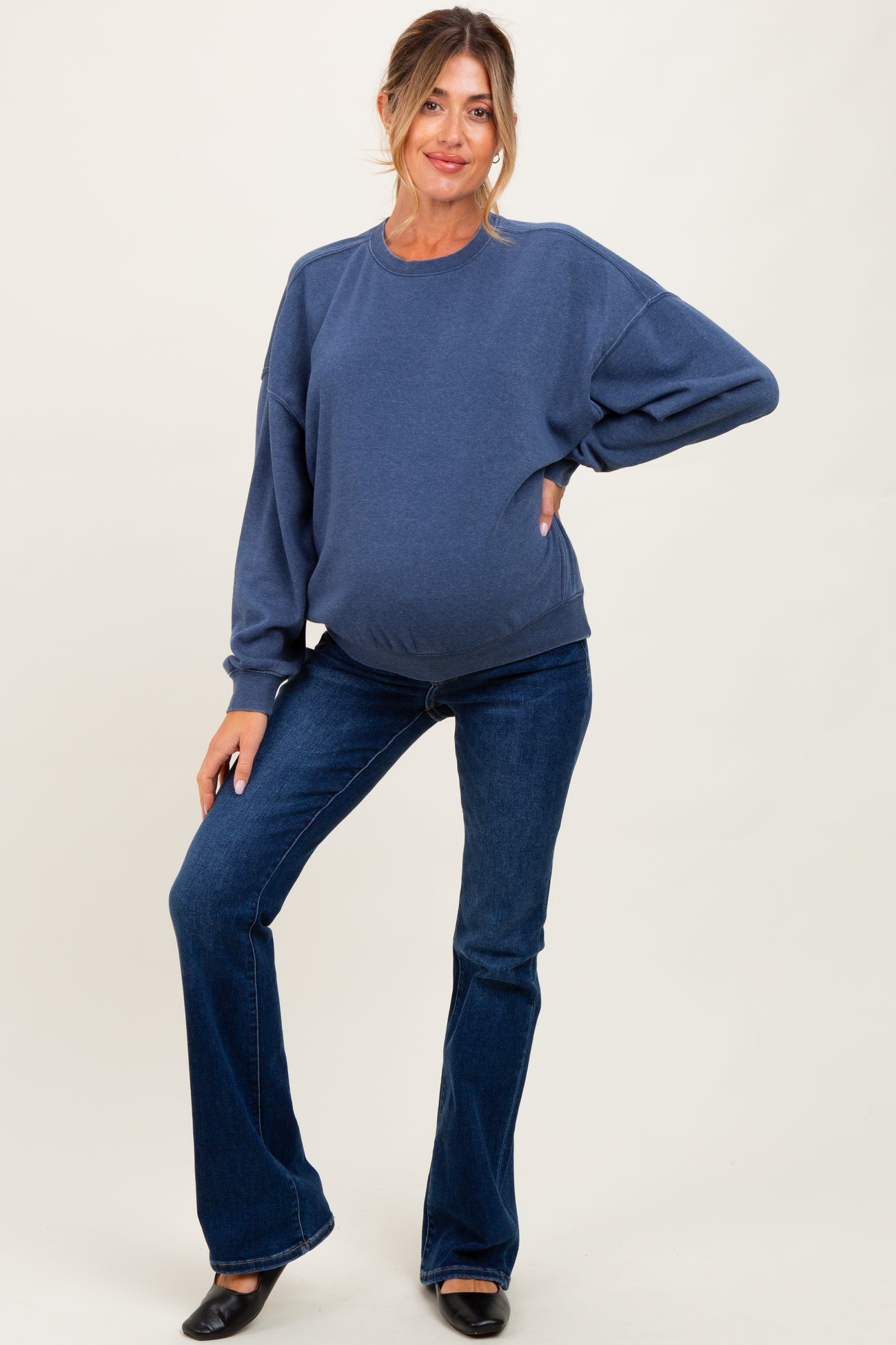 Navy Long Sleeve Maternity Sweatshirt