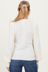 Ivory Ribbed Bubble Sleeve Maternity Knit Top