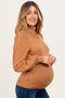 Mocha Ribbed Bubble Sleeve Maternity Knit Top