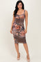 Light Pink Floral Animal Print Cutout Midi Dress