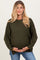 Olive Waffle Knit Side Slit Maternity Sweater