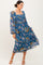 Navy Floral Chiffon Smocked Ruffle Tiered Midi Dress