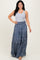 Blue Floral Smocked Waist Tiered Maxi Skirt
