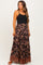 Black Paisley Smocked Waist Tiered Maternity Maxi Skirt