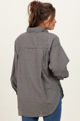 Ivory Plaid Linen Blend Maternity Button Down Shirt