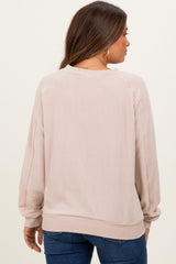Cream Textured Rib Knit Maternity Pullover