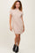 Beige Ribbed Knit Short Sleeve Sweater Dress