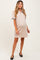 Beige Jacquard Ruffle Accent Maternity Polo Dress