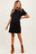 Black Jacquard Ruffle Accent Maternity Polo Dress