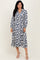 Navy Floral Button Down Long Sleeve Midi Dress