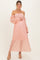 Peach Lace Overlay Smocked Maternity Maxi Dress