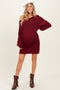 Burgundy Cable Knit Dolman Sleeve Maternity Sweater Mini Dress