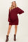 Burgundy Cable Knit Dolman Sleeve Maternity Sweater Mini Dress