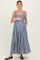Blue Gingham Sleeveless Tiered Maternity Maxi Dress
