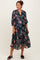 Black Floral Front Tie Tiered Maternity Midi Dress