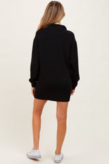 Black Half Zip Long Sleeve Maternity Mini Dress