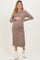 Mocha Striped Rib Knit Maternity Polo Sweater Dress