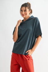 Navy Hooded Short Sleeve Maternity Top