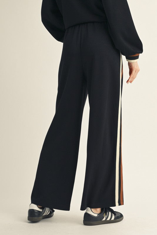 Black Contrast Trim Sweatpants