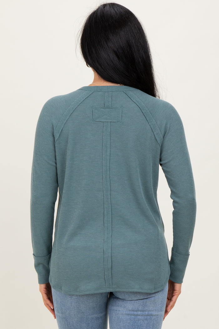 Jade Baby Waffle Knit Long Sleeve Top